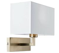 Loops Dimming LED Wall Light Satin Nickel & White Shade Sleek Rectangle Lamp Fitting in Metallics Loops Metallics