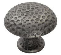 Loops Dimpled Mushroom Cupboard Door Knob 38mm Dia Antique Steel Cabinet Handle in Metallics Loops Metallics