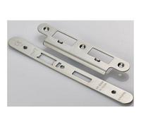Loops Din Escape Lock Door Frame Forend Strike & Fixing Pack - Satin Steel Radius