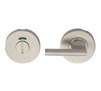 Loops Disabled Turn Lock and Release Handle - with Indicator - Satin Stainless Steel | Locking Thumb Turn and Release Handle - Screwless Rose - for Use with Lever on Rose Door Handles