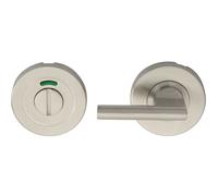 Disabled Turn Lock and Release Handle - with Indicator - Satin Stainless Steel | Locking Thumb Turn and Release Handle - Screwless Rose - for Use with Lever on Rose Door Handles