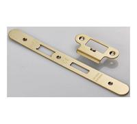 Loops Door Frame Forend Strike & Fixing Pack - Din Latch - Satin Brass Radius 235X24mm