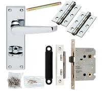 Loops Door Handle & Bathroom Lock Pack Chrome Victorian Flat Thumb Turn Backplate Loops Multicolor