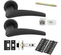 Loops Door Handle & Latch Pack - Anthracite Grey - Chunky Curved Arched Lever On Round Rose