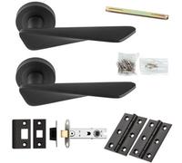 Loops Door Handle & Latch Pack - Anthracite Grey - Chunky Twist Bar Lever On Round Rose