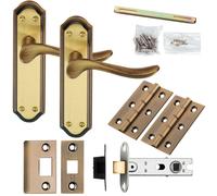 Loops Door Handle & Latch Pack Bronze Traditional Curved Lever Sculpted Backplate Loops Multicolor