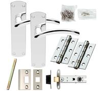 Loops Door Handle & Latch Pack Chrome Arched Lever Backplate Complete Set 170 x 42mm Loops Multicolor