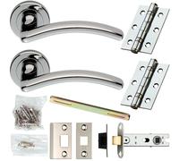 Loops Door Handle & Latch Pack Chrome Modern Arched Curved Bar Screwless Round Rose Loops Multicolor