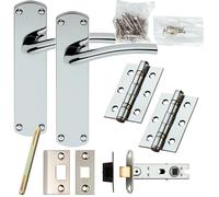 Loops Door Handle & Latch Pack Chrome Rounded Arched Lever on Backplate 170 x 42mm Loops Multicolor
