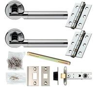 Loops Door Handle & Latch Pack Chrome & Satin Nickel Modern Screwless Round Rose in Metallics Loops Metallics