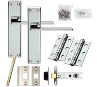 Loops Door Handle & Latch Pack Chrome Sleek Flat Lever Backplate Full Set 180 x 40mm Loops Multicolor
