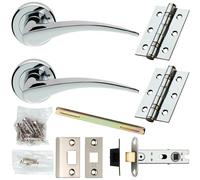 Loops Door Handle & Latch Pack Chrome Straight Tapered Bar on Screwless Round Rose Loops Multicolor
