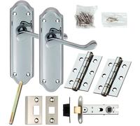 Loops Door Handle & Latch Pack Chrome Victorian Scroll Lever Backplate 168 x 47mm Loops Multicolor