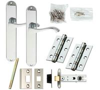 Loops Door Handle & Latch Pack Chrome Victorian Scroll on Tall Backplate 241 x 40mm
