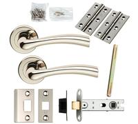 Loops Door Handle & Latch Pack Polished Nickel Flared Lever Screwless Round Rose in Metallics Loops Metallics