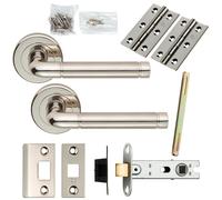 Loops Door Handle & Latch Pack Polished & Satin Nickel Elliptical Bar Screwless Rose in Metallics Loops Metallics