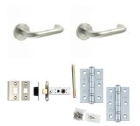 Loops Door Handle & Latch Pack Stainless Steel Return to Door Lever Round Plain On Rose