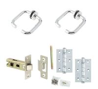 Loops Door Handle & Latch Set Chrome Return to Door Lever Round Plain On Rose