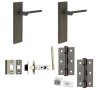 Loops Door Handle & Latch Set Dark Bronze Slim Rounded Lever Latch Backplate