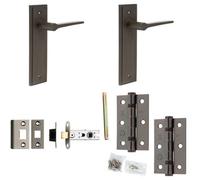 Loops Door Handle & Latch Set Dark Bronze Slim Tapered Lever Latch Backplate