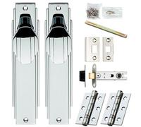 Loops Door Knob & Latch Pack - Polished Chrome - Art Deco Reeded Turn On Backplate