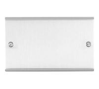 Loops Double Antique Brass Blanking Plate Round Edged Wall Box Chassis Hole Cover