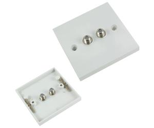 Loops Double/Dual F Type Connector Wall Face Plate Outlet -Sky Plus Satellite Screw