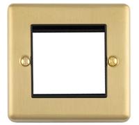 Loops Double Gang Euro Modular Wall Face Plate Frame Satin Brass & Black 25X50mm