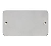 Loops Double Heavy Duty Metal Clad Blanking Plate Round Edged Wall Box Hole Cover
