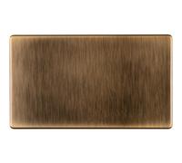 Loops Double Screwless Antique Brass Blanking Plate Round Edged Wall Box Hole Cover