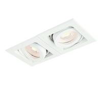 Loops Double Twin Square Adjustable Head Ceiling Spotlight White GU10 Box Downlight Loops White