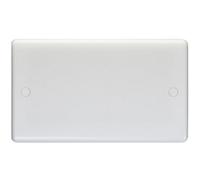 Loops Double White Plasitc Blanking Plate Round Edged Wall Box Chassis Hole Cover