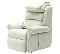 Loops Dual Motor Rise and Recline Armchair - Waterfall Pillow - Cream Suedette Fabric