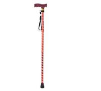Loops Durable Red Extendable Walking Stick With Ergonomic Handle And Engraved Design