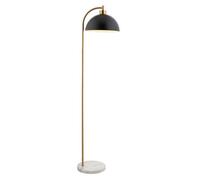 Loops Elegant 1450mm Tall Mid-Century Floor Lamp In Matt Black And Grey Marble With Antique Brass Accents
