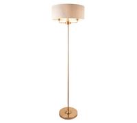 Loops Elegant 1600mm Vintage Brass Floor Lamp With Natural Linen Shade