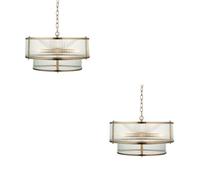 Loops Elegant 2 Pack Antique Brass Pendant Lights With Clear Glass Shades For Home Decor