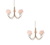 Loops Elegant 2 Pack Hanging Ceiling Pendant Lights With Peachy Keen Shades In Brushed Aged Brass