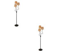 Loops Elegant 2 Pack Of 1560mm Tall Floor Lamps In Matte Black And Natural Raffia