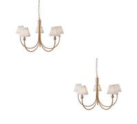 Loops Elegant 2 Pack Of Brushed Aged Brass Pendant Lights With Blue Fabric Shades For Stylish Home Decor