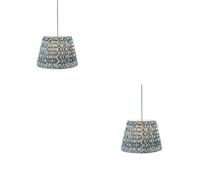 Loops Elegant 2 Pack Of Brushed Brass Hanging Pendant Lights With Blue Flex