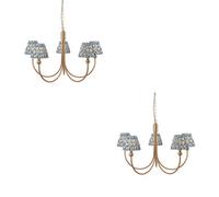 Loops Elegant 2 Pack Of Hanging Pendant Lights In Brushed Brass And Marlin Blue Fabric