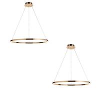 Loops Elegant 2 Pack Of Modern Ceiling Pendant Lights In French Gold And White Silicone Finish