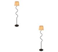 Loops Elegant 2 Pack Tall Floor Lamps In Matt Black And Natural Raffia For Modern Interiors