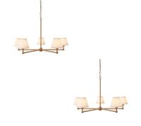Loops Elegant 2 Pack Vintage Ceiling Pendant Lights In Brushed Aged Brass With White Fabric Shades