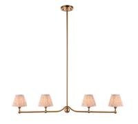 Loops Elegant 4-Light Ceiling Pendant Light In Brushed Aged Brass And Peachy Keen Fabric