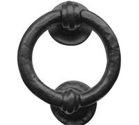 Loops Elegant Antique Black Ring Door Knockers - 100mm Premium Quality - External Outdoor Knocker