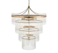 Loops Elegant Antique Brass Ceiling Pendant Light With Clear Glass For High Ceilings And Stairwells