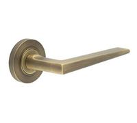 Loops Elegant Antique Brass Door Handle On Plain Rose For Residential And Commercial Use - Solid Brass Interior Handle