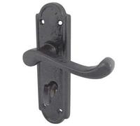 Loops Elegant Black Suite Door Handle On Bathroom Plate For Stylish Interiors - Interior Lever On Backplate